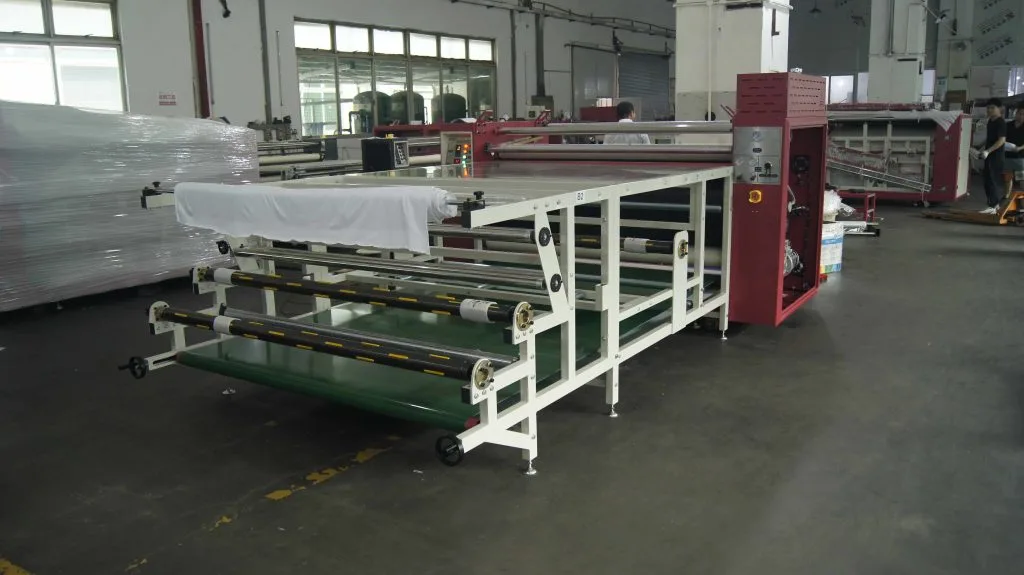 ZS-BB sublimation roller transfer machine for ribbons and webbing – three-feed three-collection system
