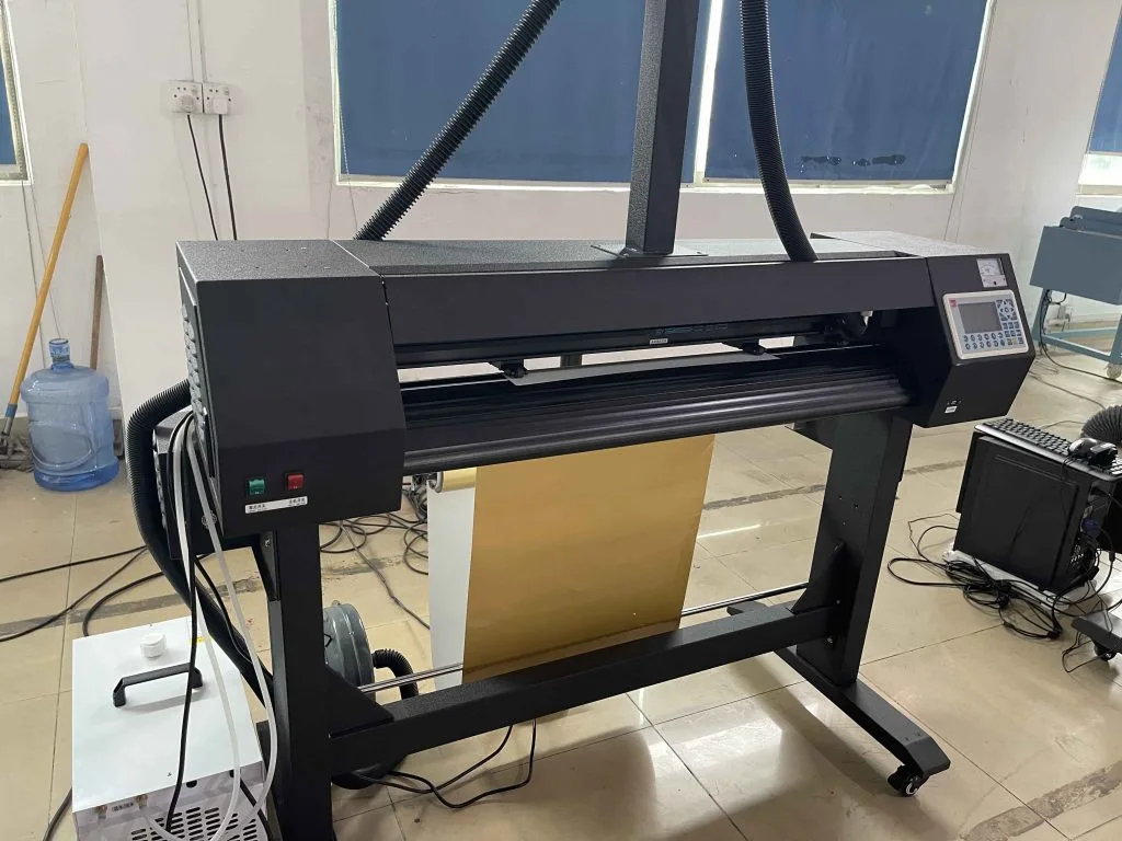 Dingfeng fully automatic laser film cutting plotter with waste removal machine